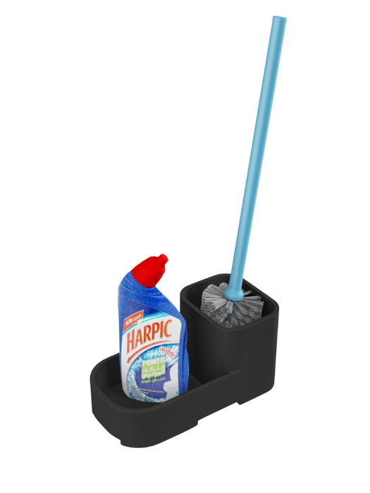 BASSINO Modern Toilet Brush With Cleaner Shelf Holder-Glossy