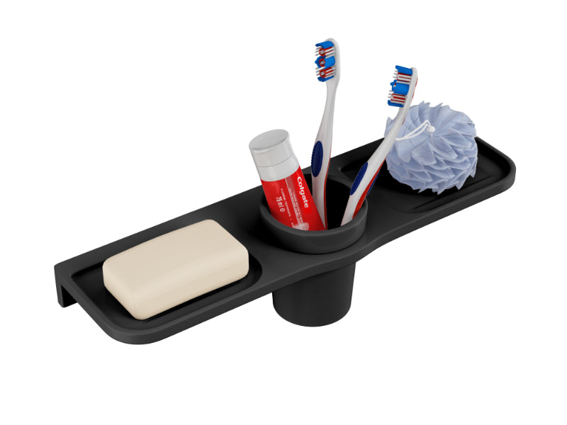 BASSINO Modern Double Soap Dish With Tumbler Holder-Glossy