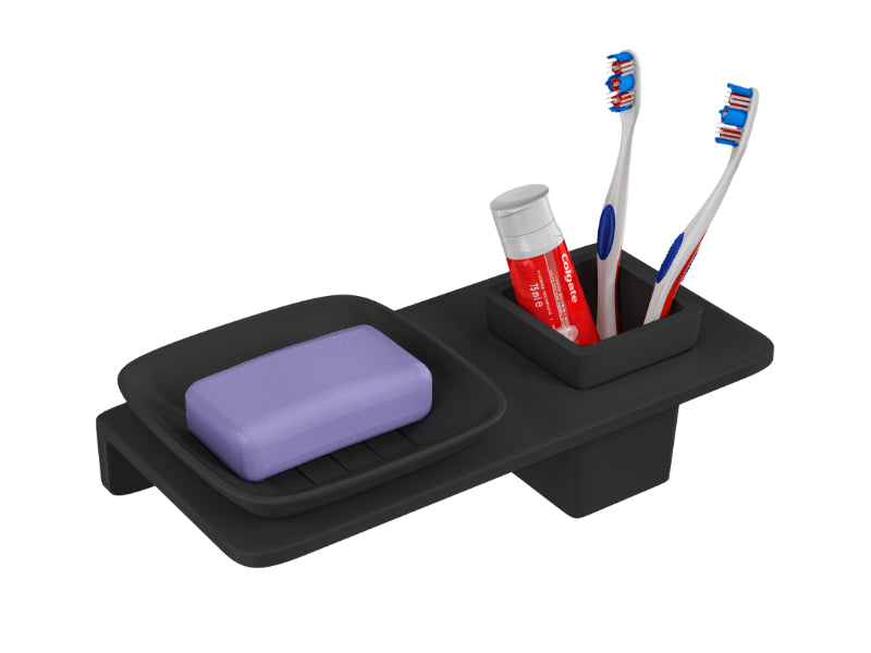 BASSINO Stylist Soap Dish Holder With Tumbler Holder-Glossy