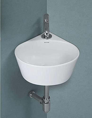 Premium Designer Wall Mount/Wall Hanging Wash Basin/Bathroom sink (14x14x6 In) TORA-ORIO-WHITE