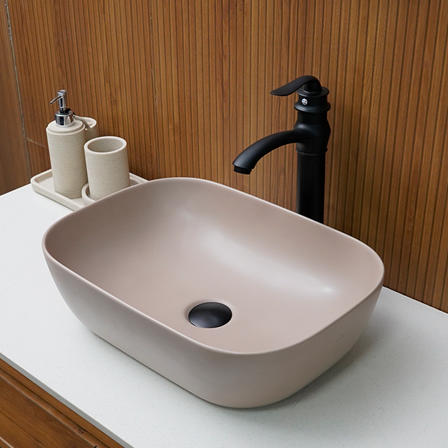 Designer Table Top Basin (18 x 13 x 6 In),BTT-11253, Beige