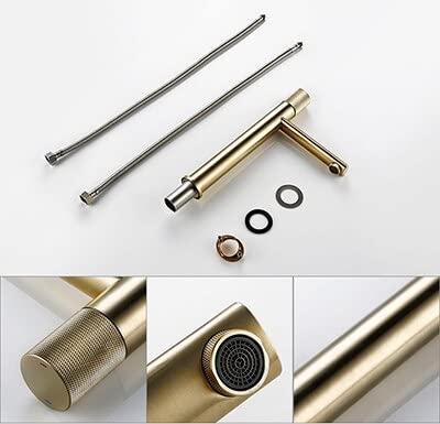 BASSINO Stylish Bathroom Faucet with Single Lever - Waterfall Bathroom Basin Faucet of Brass tap for Counter top/Table top Basin- Tap for Bathroom 12 Inches- Gold (Gold)