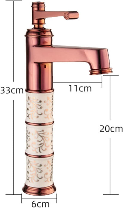 Bassino Basin Mixer Tap Hot and Cold Tall Body Faucet/Tap for Wash Basin, Sink/Wash Basin Mixer Faucet/Golden Pillar tap for Basin/Tap for Bathroom, Kitchen & Livingroom - Rosegold (Long Body)