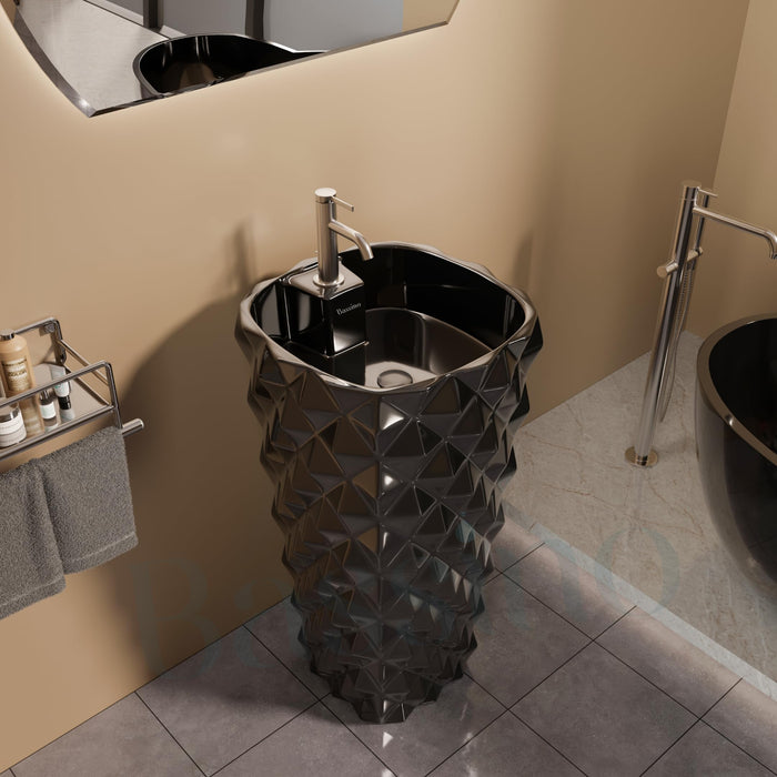 Ceramic Pedestal Wash Basin,BPB-657,size-17x17x32 Inch