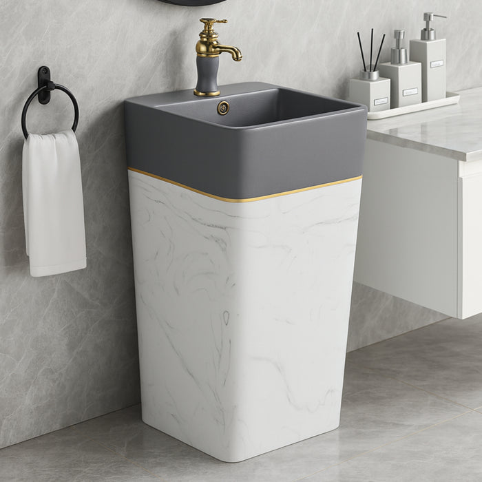 Ceramic Pedestal Wash Basin,NZ-1017(16x16x33Inch)