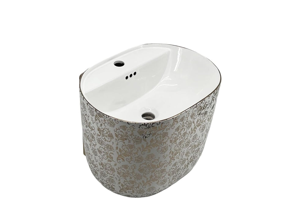Ceramic Wall Mount Half Pedestal Wash Basin,BPB-562,size-20x16x16 Inch