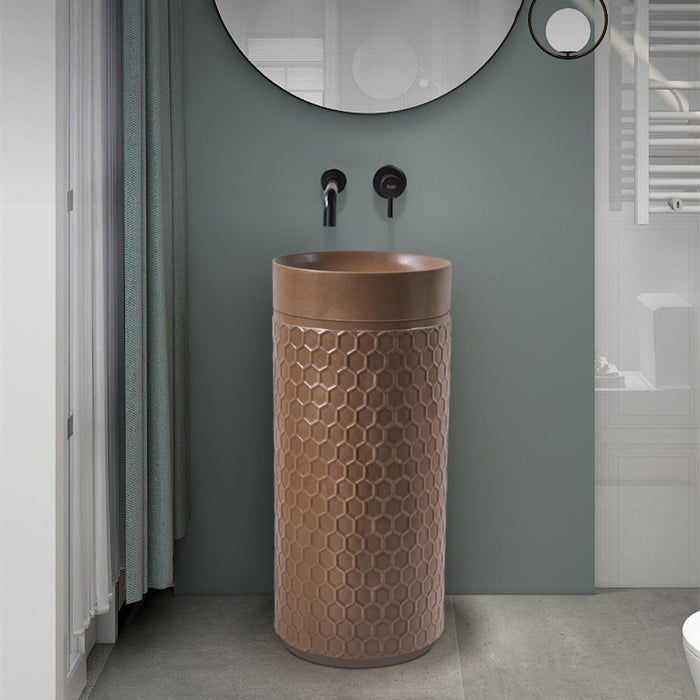 Ceramic Pedestal Wash Basin-BPB-592,size-15x15x34 Inch