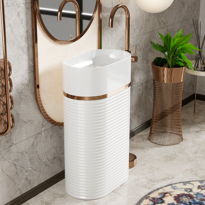 Ceramic Pedestal Wash Basin(size-20x14x33 Inch)BPB-743