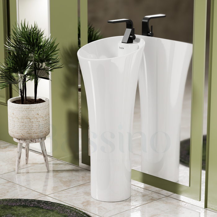 Ceramic Pedestal Wash Basin,BPB-753,size-15x15x34 Inch