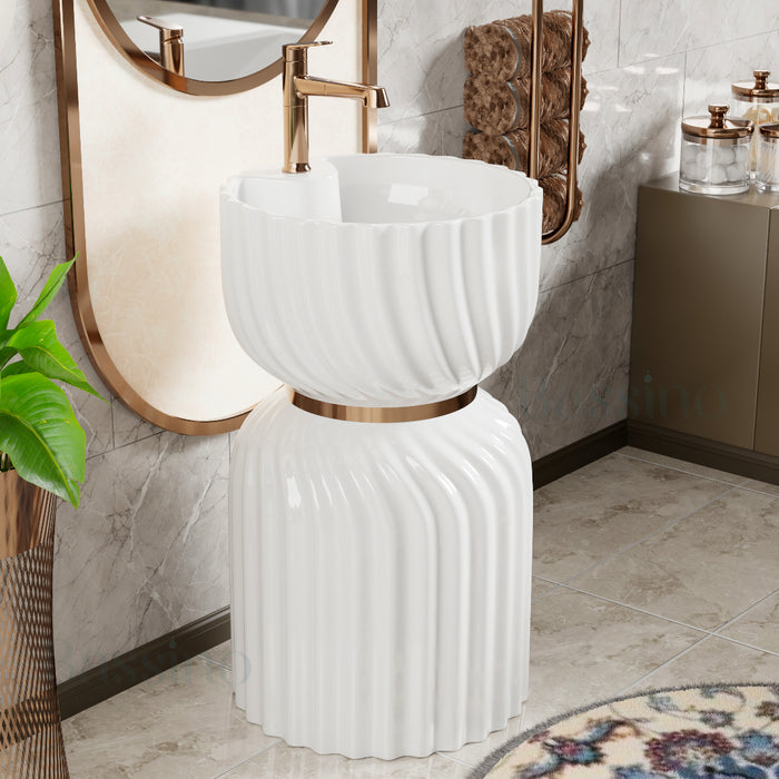 Ceramic Pedestal Wash Basin,BPB-756,size-18x18x33 Inch