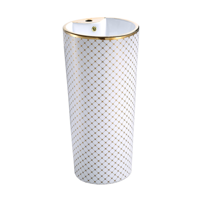 Ceramic Pedestal wash basin, Rose-Gold
