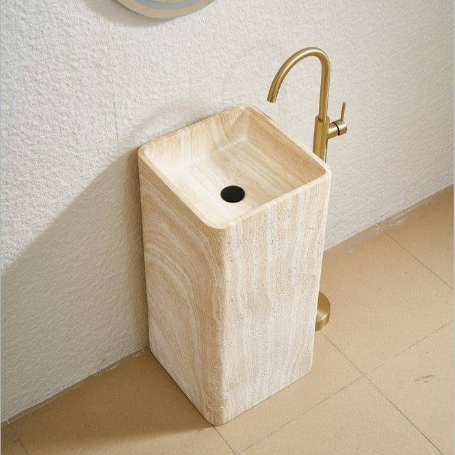 Compact Artificial Marble Sink|Matt Marble Pedestal Basin(16x16x34)