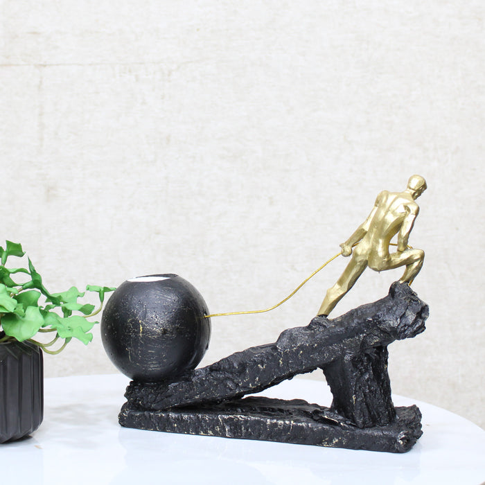 Rock Climbing Men Motivational Sculpture Table Decor, Crafted with meticulous detail, This showpiece features an antique finish that exudes timeless charm and sophistication. Made from durable polyresin, BSP-8303 L26 W5 H19 CM
