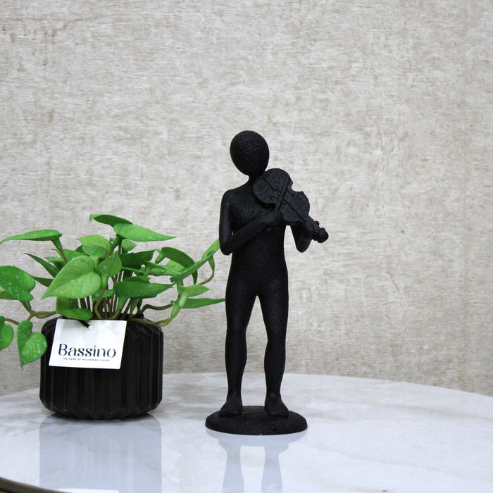 Artistic Musician Sculpture – Black Violinist Figure for Stylish Home or Studio Decor 8.5" Inch (BSP-8141)