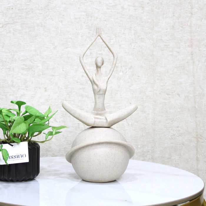 Modern Minimalist Yoga Pose Sculpture – Zen Meditation Decor on Orb Base 11.5 Inch (BSP-8030)
