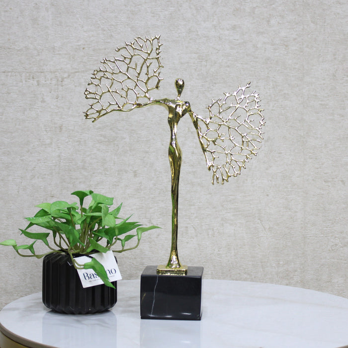 Modern Artistic Angel Figurine – Sculpture on Black Marble Base 13 Inch (BSP-8133)