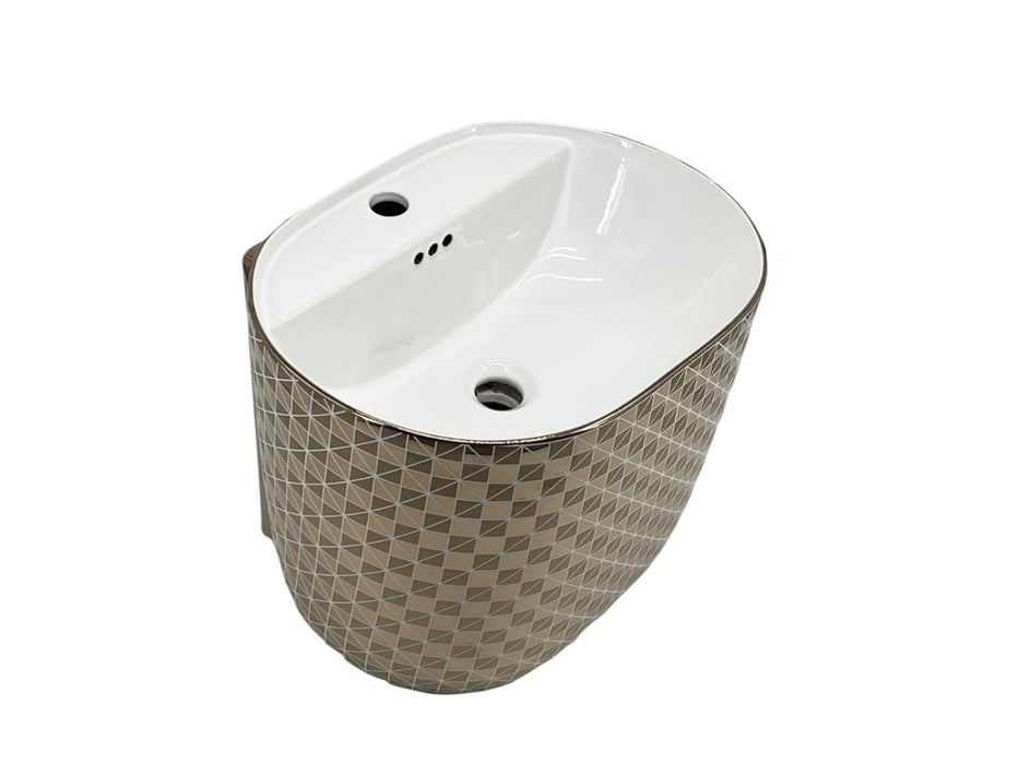 Ceramic Wall Mount Half Pedestal Wash Basin,BPB-563,size-20x16x16 Inch