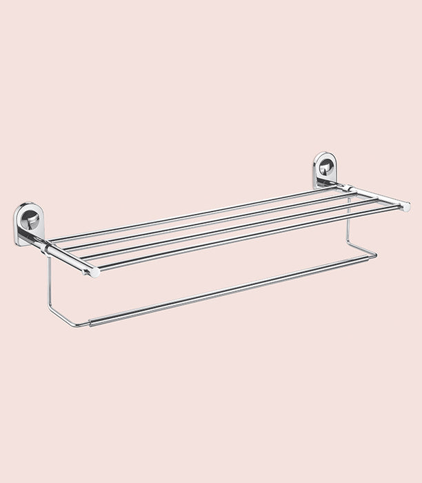 BASSINO Stylish Towel Rack With Rod For Bathroom/office/home/hotels-SS 304-CHROME FINISH