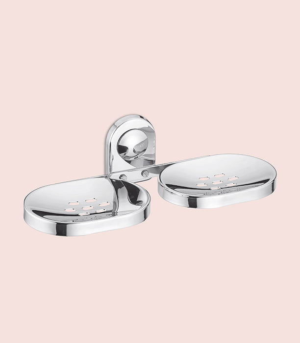 BASSINO Stylish Double Soap Dish For Bathroom/office/home/hotels-SS 304-CHROME FINISH