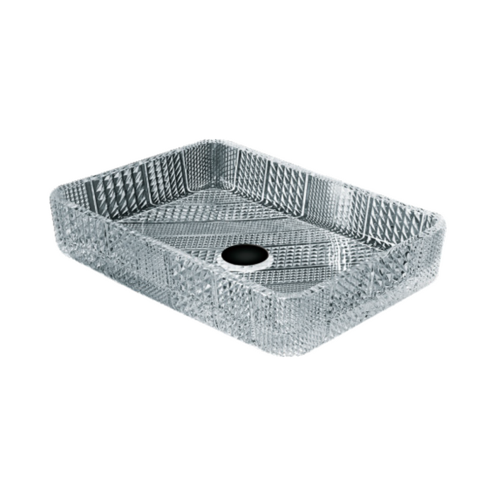 Bassino Modern Transparent Glass Wash Basin | Stylish Countertop Wash Basin for Bathroom–460x320x105 mm