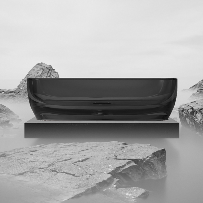 Bassino Modern Transparent Resin Wash Basin | Stylish Countertop Wash Basin for Bathroom–550x360x140 mm