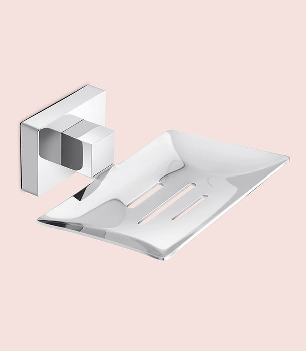 BASSINO Stylish Single Soap Dish For Bathroom/office/home/hotels-Brass-Chrome Glossy Finish