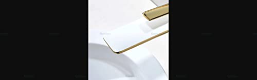 BASSINO Stylish Bathroom Faucet with Single Lever - Waterfall Bathroom Basin Faucet of Brass - Hot and Cold Water Mixer Antique Tap for Bathroom (White & Gold) BTT-2081