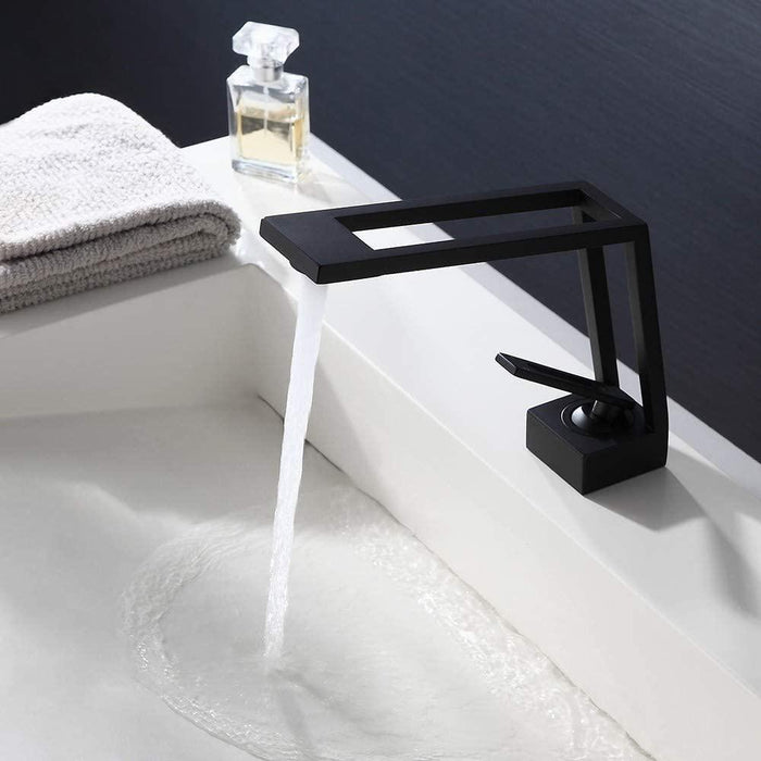BASSINO Brass Mixer Hot and Cold Basin Tap Faucet Sink Mixer Tall Body(BLACK)