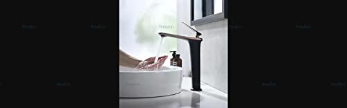 BASSINO Stylish Bathroom Faucet with Single Lever - Waterfall Bathroom Basin Faucet of Brass - Hot and Cold Water Mixer Antique Tap for Bathroom (Black & Gold) BTT-2082