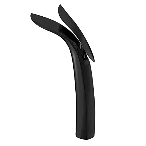 BASSINO Extended Body Brass Bathroom Sink Wash Basin Mixer Tap Single Handle Hot & Cold Waterfall Lavatory Sink Faucet for Living Room & Bathrooms (Black)