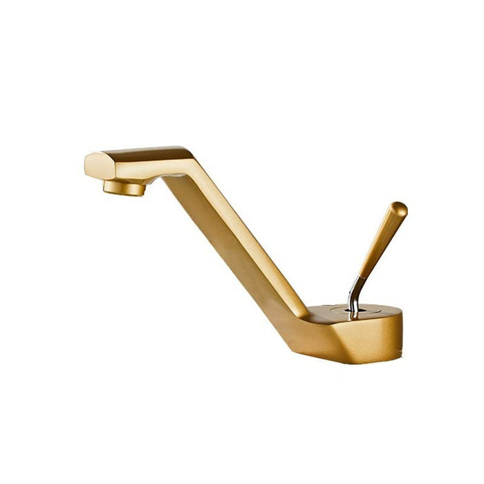 BASSINO Stylish Bathroom Faucet with Single Lever - Waterfall Bathroom Basin Faucet of Brass - Hot and Cold Water Mixer Antique Tap for Bathroom (Gold)