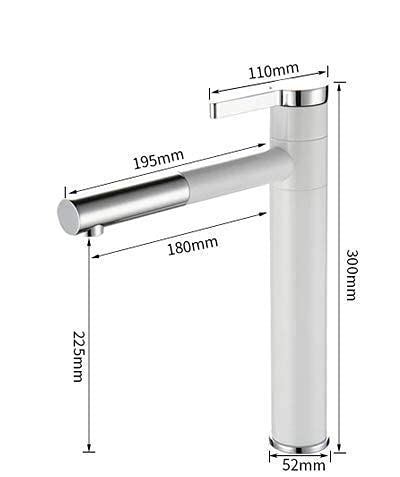 BASSINO Stylish Bathroom Faucet with Single Lever - Waterfall Bathroom Basin Faucet of Brass - Hot and Cold Water Mixer Antique Tap for Bathroom 12 Inches - (White Silver)