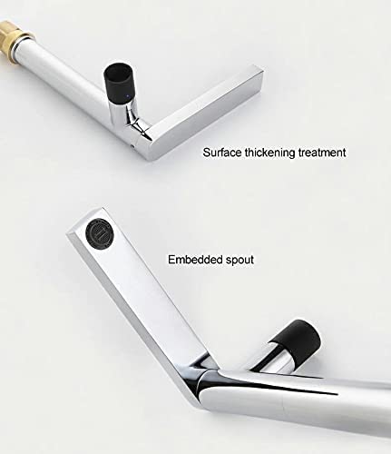 BASSINO Extended body Brass Bathroom Sink Wash Basin Mixer Tap Single Handle Hot & Cold Waterfall Lavatory Sink Faucet for Living Room & Bathrooms (GOLD)