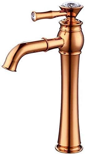 BASSINO Stylish Bathroom Faucet with Single Lever - Waterfall Bathroom Basin Faucet of Brass - Hot and Cold Water Mixer Antique Tap for Bathroom 12 Inches - (Rose Gold 4)