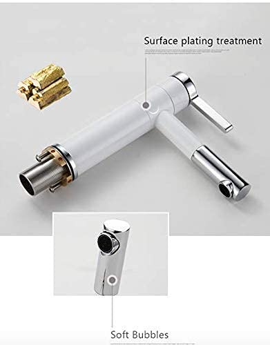 BASSINO Stylish Bathroom Faucet with Single Lever - Waterfall Bathroom Basin Faucet of Brass - Hot and Cold Water Mixer Antique Tap for Bathroom 12 Inches - (White Silver)