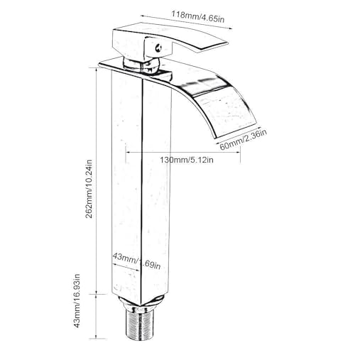 MOST Stylish Bathroom Faucet with Single Lever - Waterfall Bathroom Basin Faucet of Brass - Hot and Cold Water Mixer Antique Tap for Bathroom 12 Inches - (Golden Square)