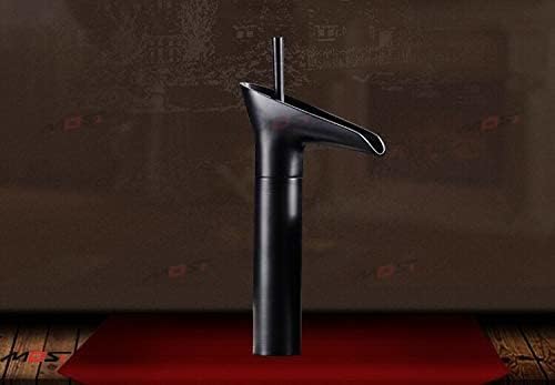 BASSINO Stylish Bathroom Faucet with Single Lever - Waterfall Bathroom Basin Faucet of Brass - Antique Tap for Bathroom 12 Inches (Black Stick)