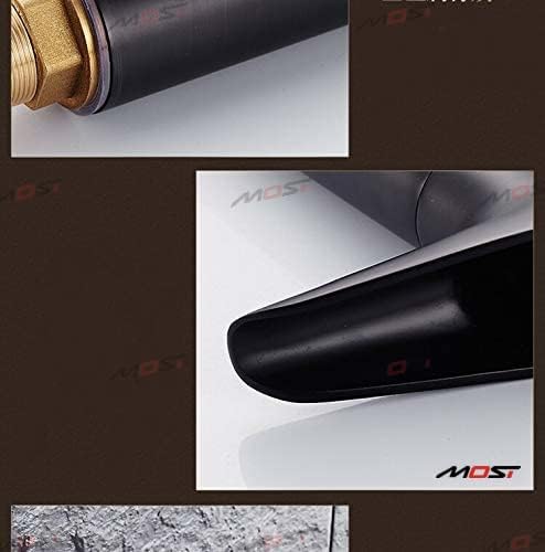 BASSINO Stylish Bathroom Faucet with Single Lever - Waterfall Bathroom Basin Faucet of Brass - Antique Tap for Bathroom 12 Inches (Black Stick)