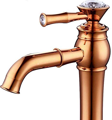 BASSINO Stylish Bathroom Faucet with Single Lever - Waterfall Bathroom Basin Faucet of Brass - Hot and Cold Water Mixer Antique Tap for Bathroom 12 Inches - (Rose Gold 4)