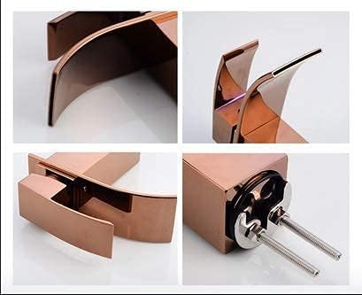 MOST Stylish Bathroom Faucet with Single Lever - Waterfall Bathroom Basin Faucet of Brass - Hot and Cold Water Mixer Antique Tap for Bathroom 12 Inches - (Rose Gold 5)