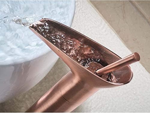 Most Stylish Bathroom Faucet with Single Lever - Waterfall Bathroom Basin Faucet of Brass - Hot and Cold Water Mixer Antique Tap for Bathroom 12 Inches - (Rose Gold 2)