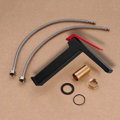 BASSINO Brass Modern Extended Tall Body Hot & Cold Antique 12" inch RED & Black Single Lever Basin Mixer Faucet Tap for Table Top Counter Washbasins