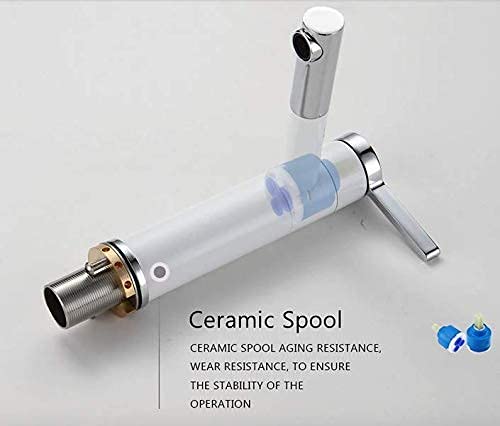 BASSINO Stylish Bathroom Faucet with Single Lever - Waterfall Bathroom Basin Faucet of Brass - Hot and Cold Water Mixer Antique Tap for Bathroom 12 Inches - (White Silver)