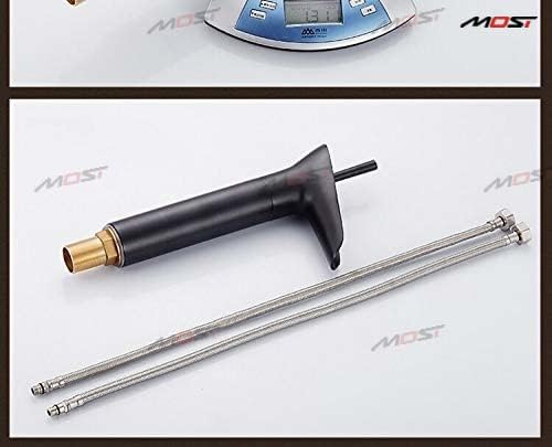 BASSINO Stylish Bathroom Faucet with Single Lever - Waterfall Bathroom Basin Faucet of Brass - Antique Tap for Bathroom 12 Inches (Black Stick)