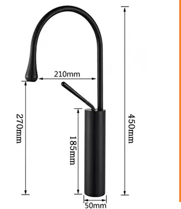 MOST Stylish Bathroom Faucet with Single Lever - Waterfall Bathroom Basin Faucet of Brass - Hot and Cold Water Mixer Antique Tap for Bathroom 15 Inches - (Black)