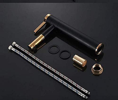 MOST Stylish Bathroom Faucet with Single Lever - Waterfall Bathroom Basin Faucet of Brass - Hot and Cold Water Mixer Antique Tap for Bathroom 12 Inches - (Black and Gold)
