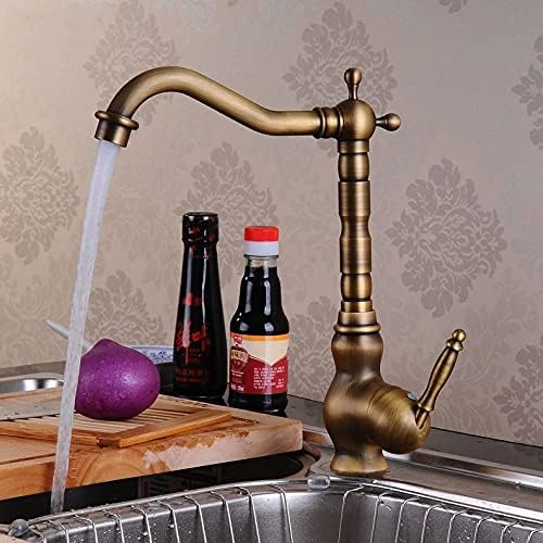 BASSINO Stylish Bathroom Faucet with Single Lever - Waterfall Bathroom Basin Faucet of Brass - Hot and Cold Water Mixer Antique Tap for Bathroom 12 Inches (Antique Swan)