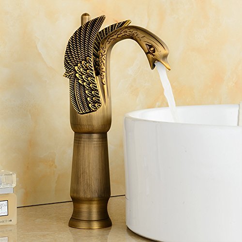 BASSINO Brass Antique Finish Swan Shape Bathroom Sink Wash Basin Mixer –  Bassino Impex