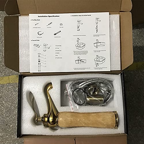 BASSINO Stylish Bathroom Faucet with Single Lever - Waterfall Bathroom Basin Faucet of Brass - Hot and Cold Water Mixer Antique Tap for Bathroom 12 Inches (Rose Gold Onyx)