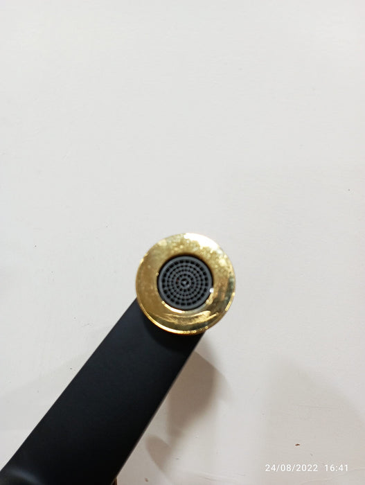 BASSINO Stylish Bathroom Faucet with Single Lever -Bathroom Basin Faucet of Brass - Hot and Cold Water Mixer Tap for Bathroom (Black) BTT_2070